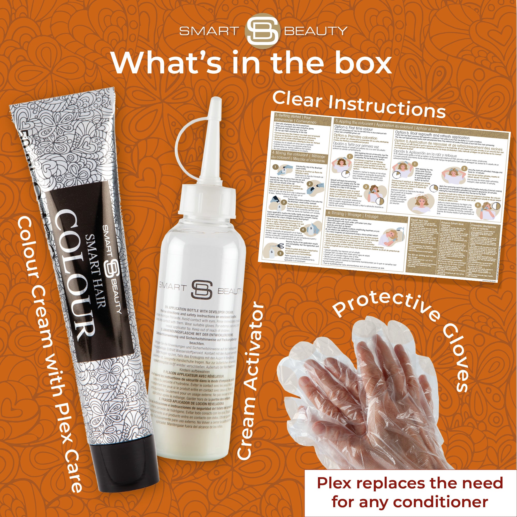 Amber Copper Hair Dye with Added Plex Hair Care Conditioner, Permanent Hair Colour