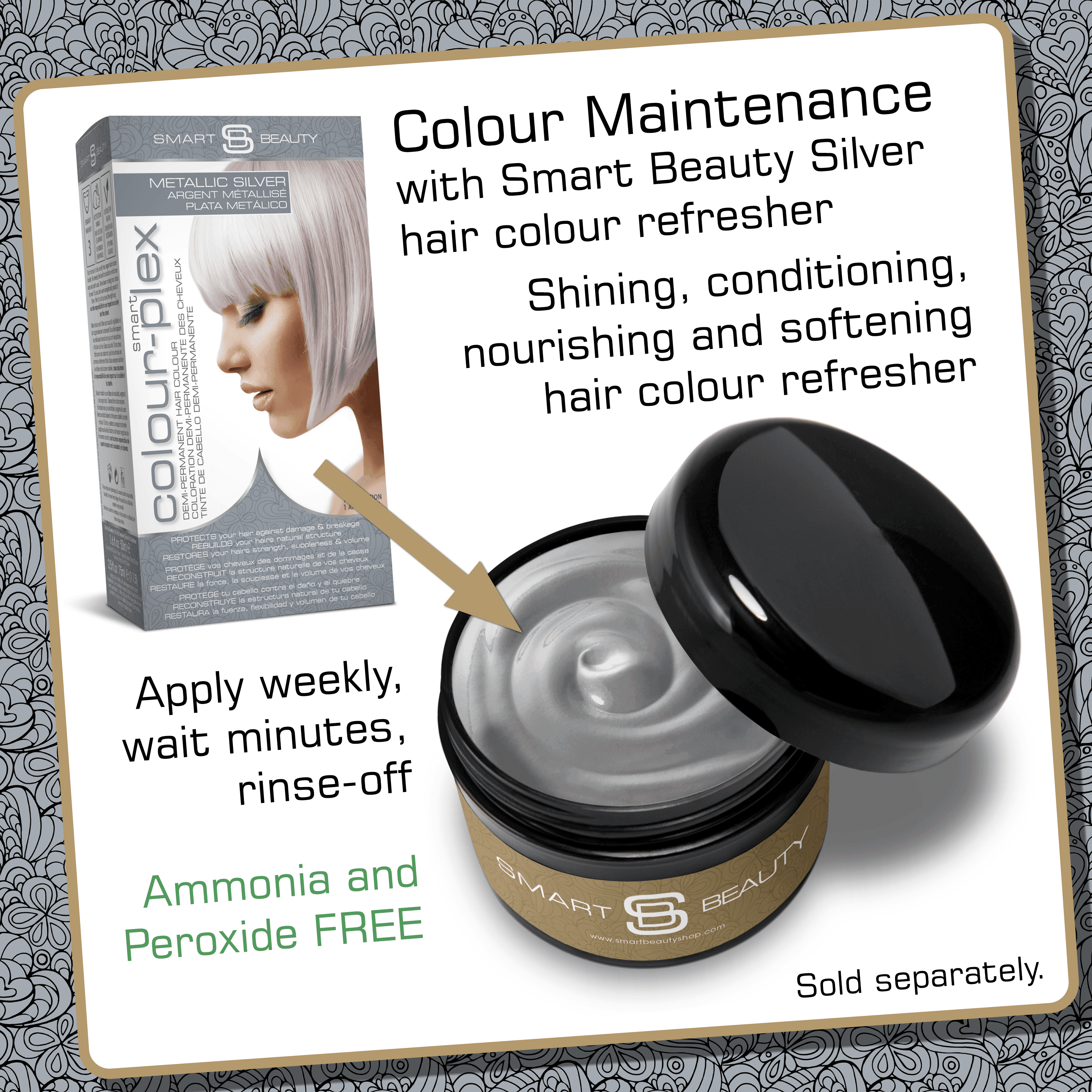 Metallic Silver Hair Dye with Added Plex Hair Care Conditioner, Demi-Permanent Hair Color