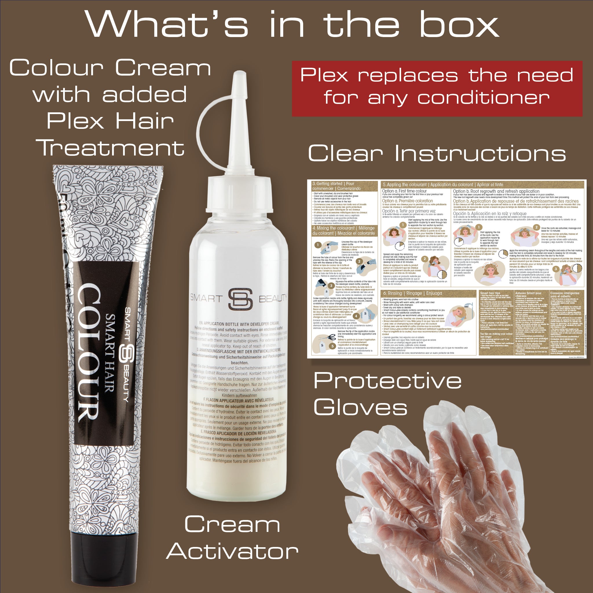 Espresso Brown Hair Dye with Added Plex Hair Care Conditioner, Permanent Hair Color