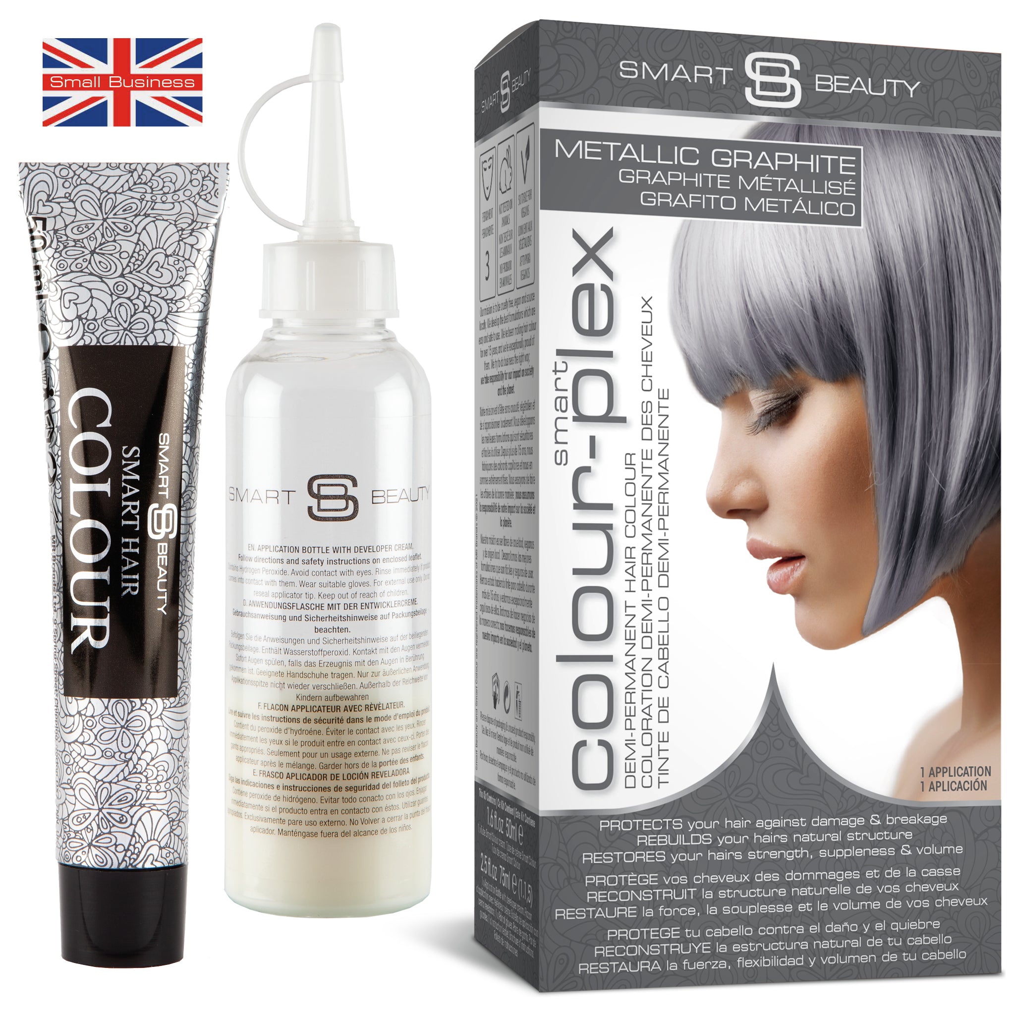 Graphite Grey Hair Dye with Added Plex Hair Care Conditioner, Permanent Hair Colour