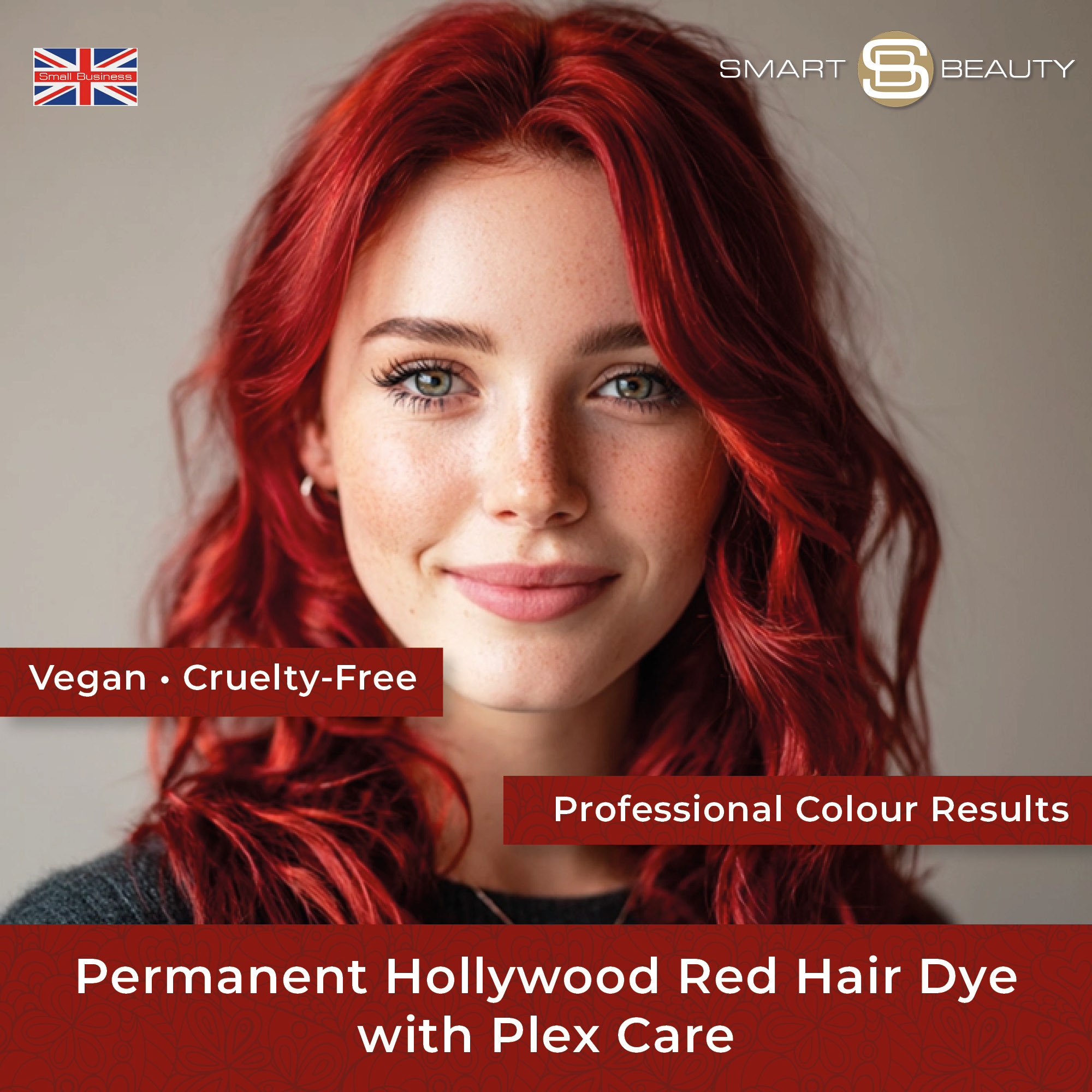 Hollywood Red Hair Dye Permanent with added Plex anti Hair breakage technology, Vegan & Cruelty-Free | Smart Beauty - Image 3