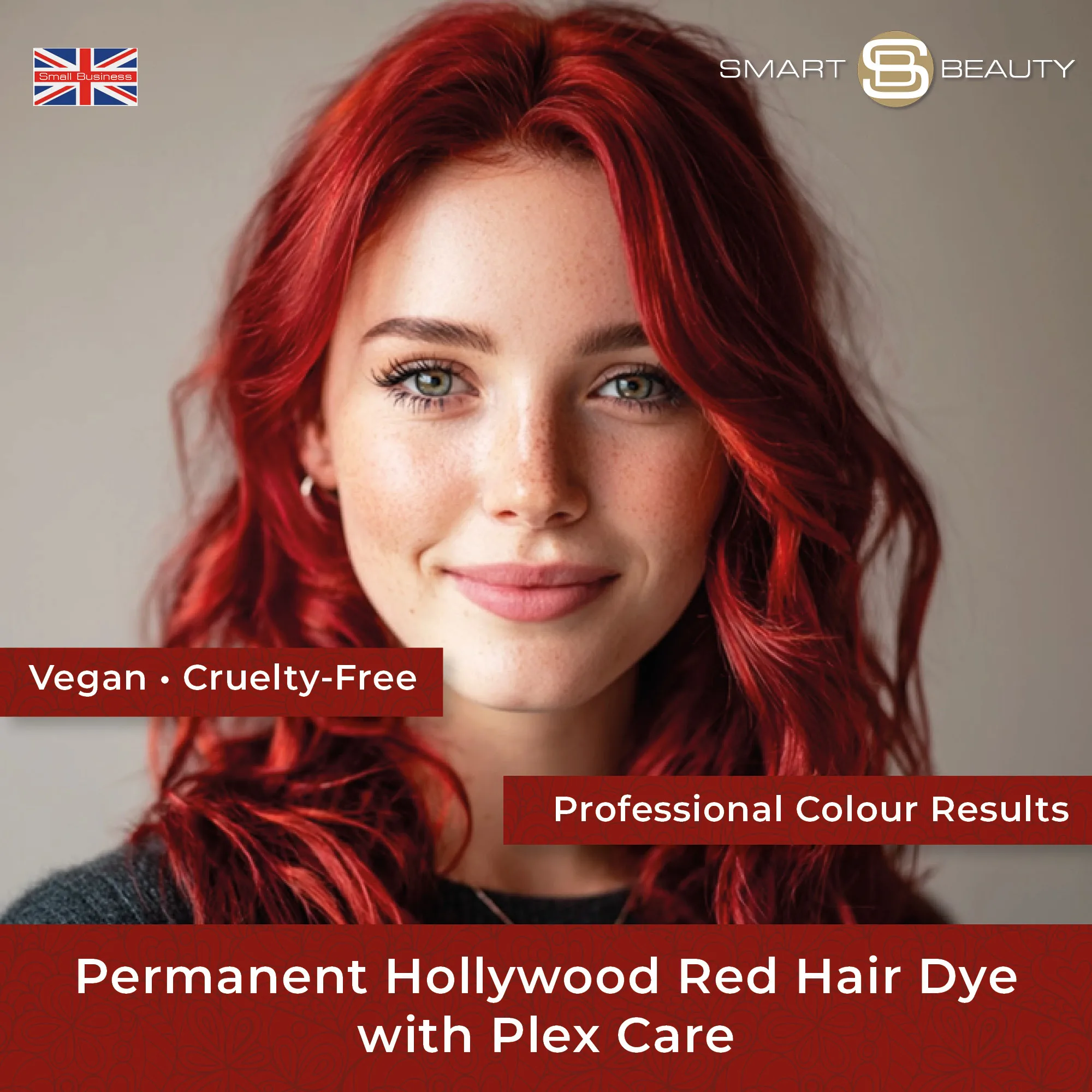 Hollywood Red Hair Dye Permanent with added Plex anti Hair breakage technology, Vegan & Cruelty-Free | Smart Beauty - Image 3
