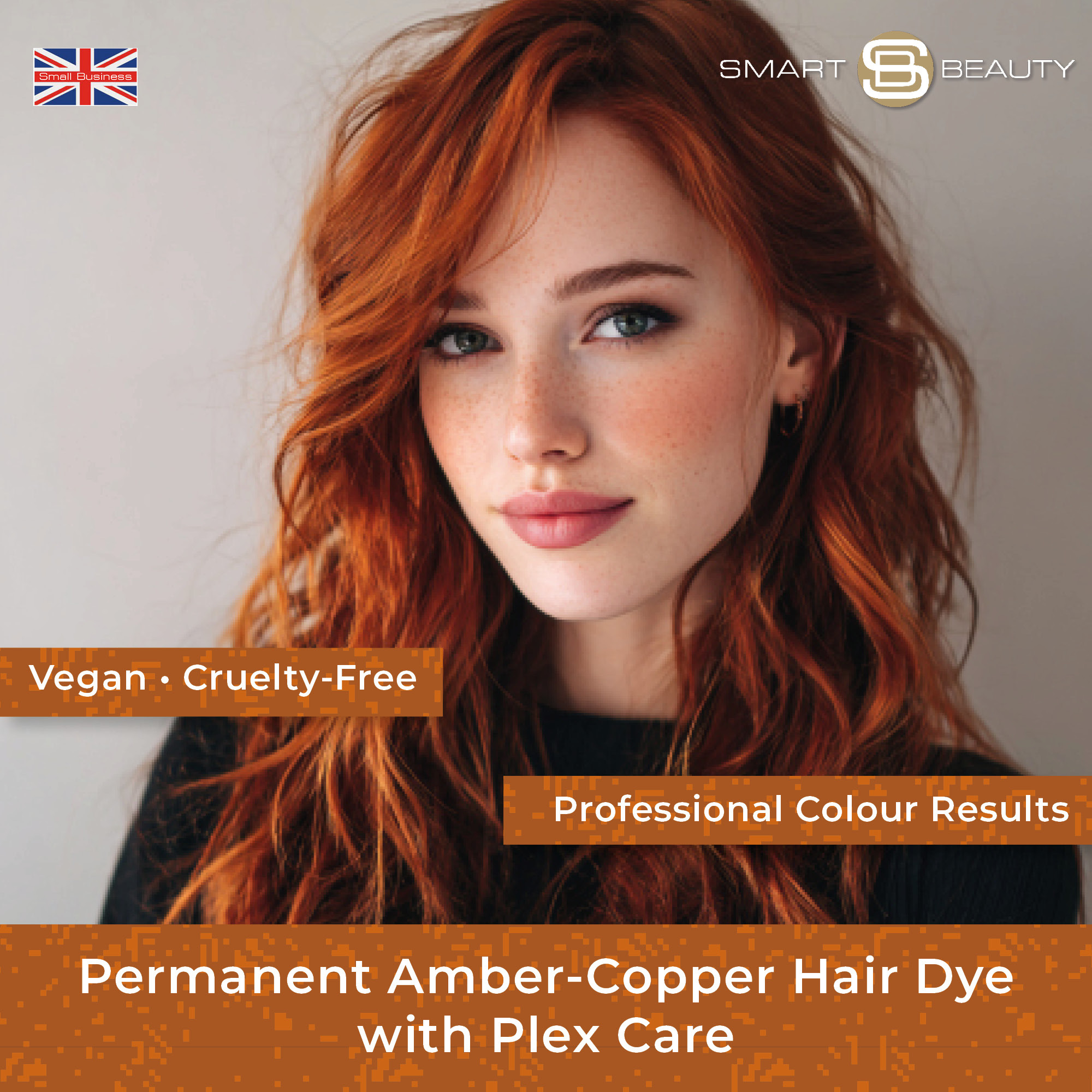 Deep Amber Red Copper Hair Dye Permanent with added Plex anti Hair breakage technology, Vegan & Cruelty-Free | Smart Beauty - Image 3