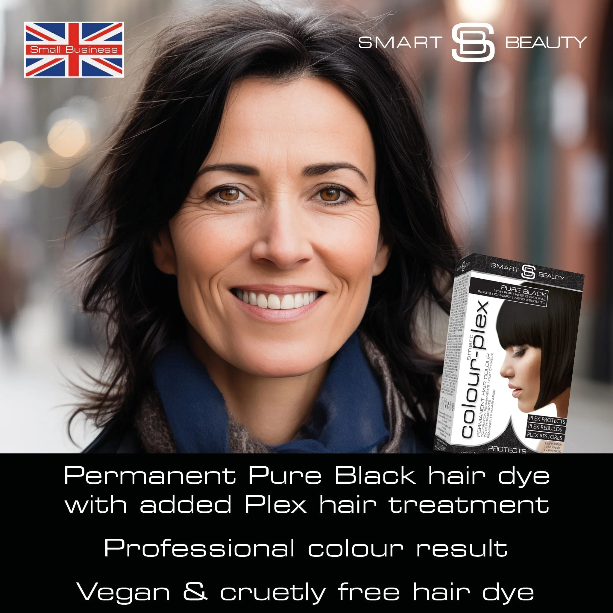 Black Hair Dye Permanent with added Plex anti Hair breakage technology, Vegan & Cruelty-Free | Smart Beauty - Image 2